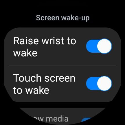 samsung galaxy watch 6 screenshot showing screen wake options
