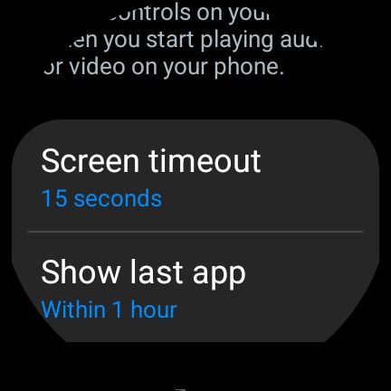 samsung galaxy watch 6 screenshot showing screen timeout setting