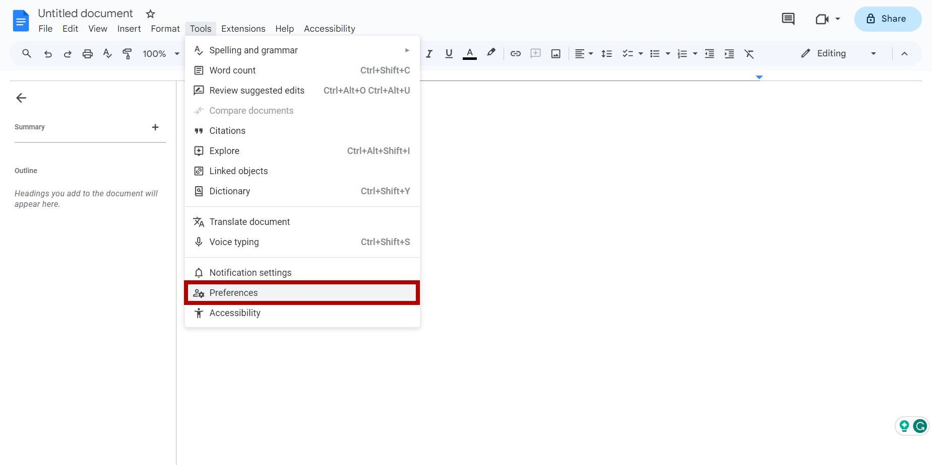 How to turn google docs autocapitalization on or off