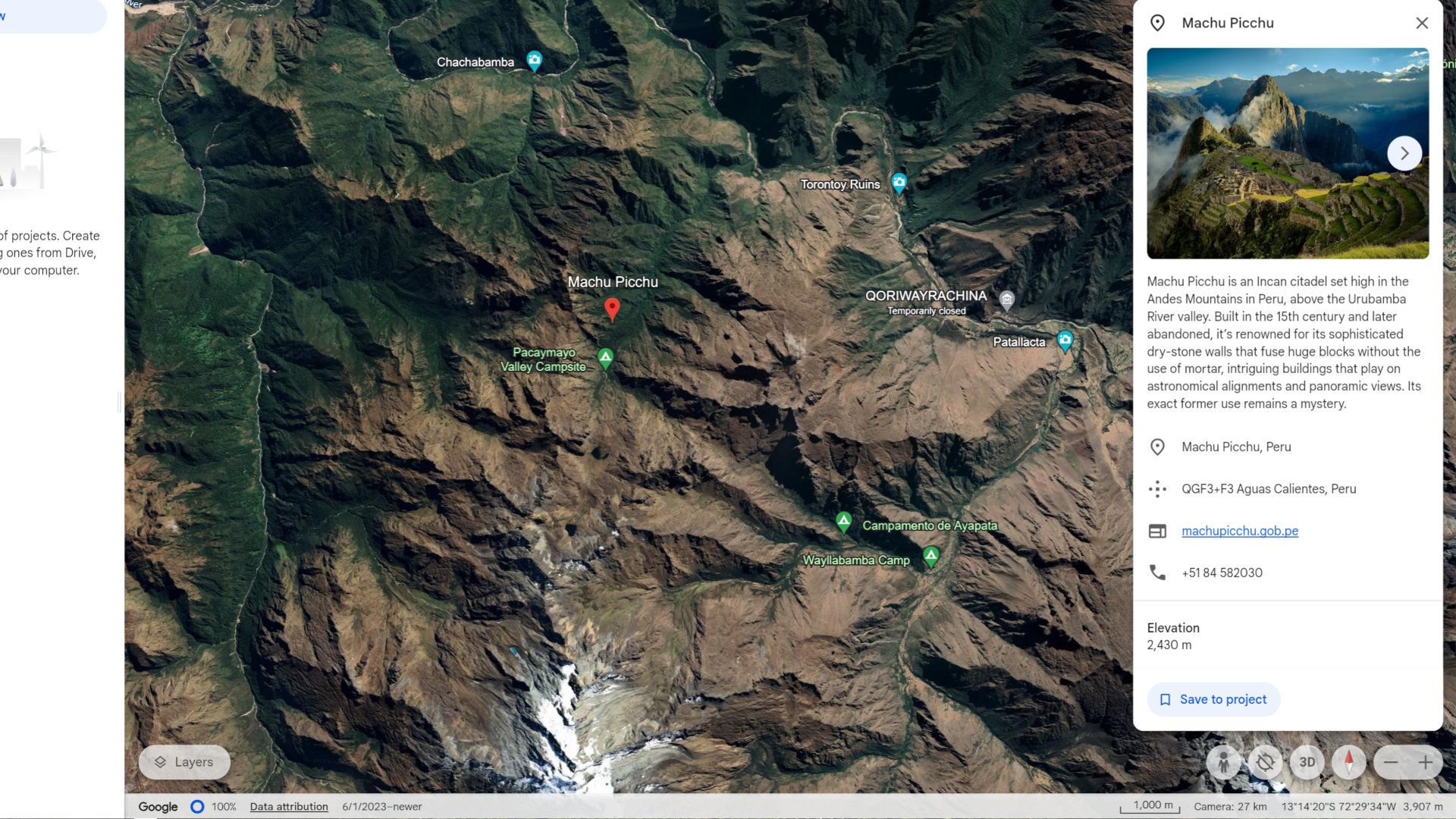 Google Earth Screenshot Showing An Information Card 