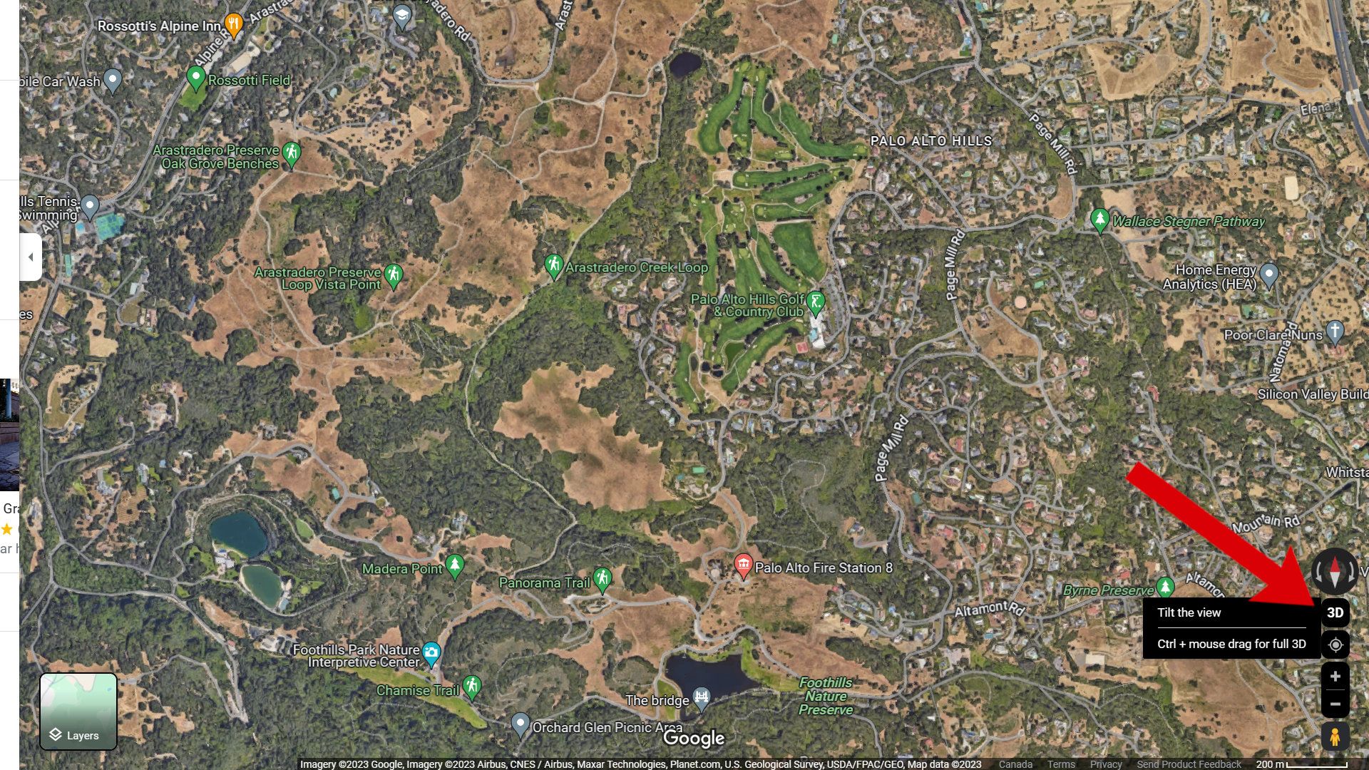 Google maps how to find the elevation of a specific location