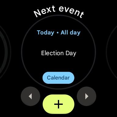 calendar tile with options on pixel watch