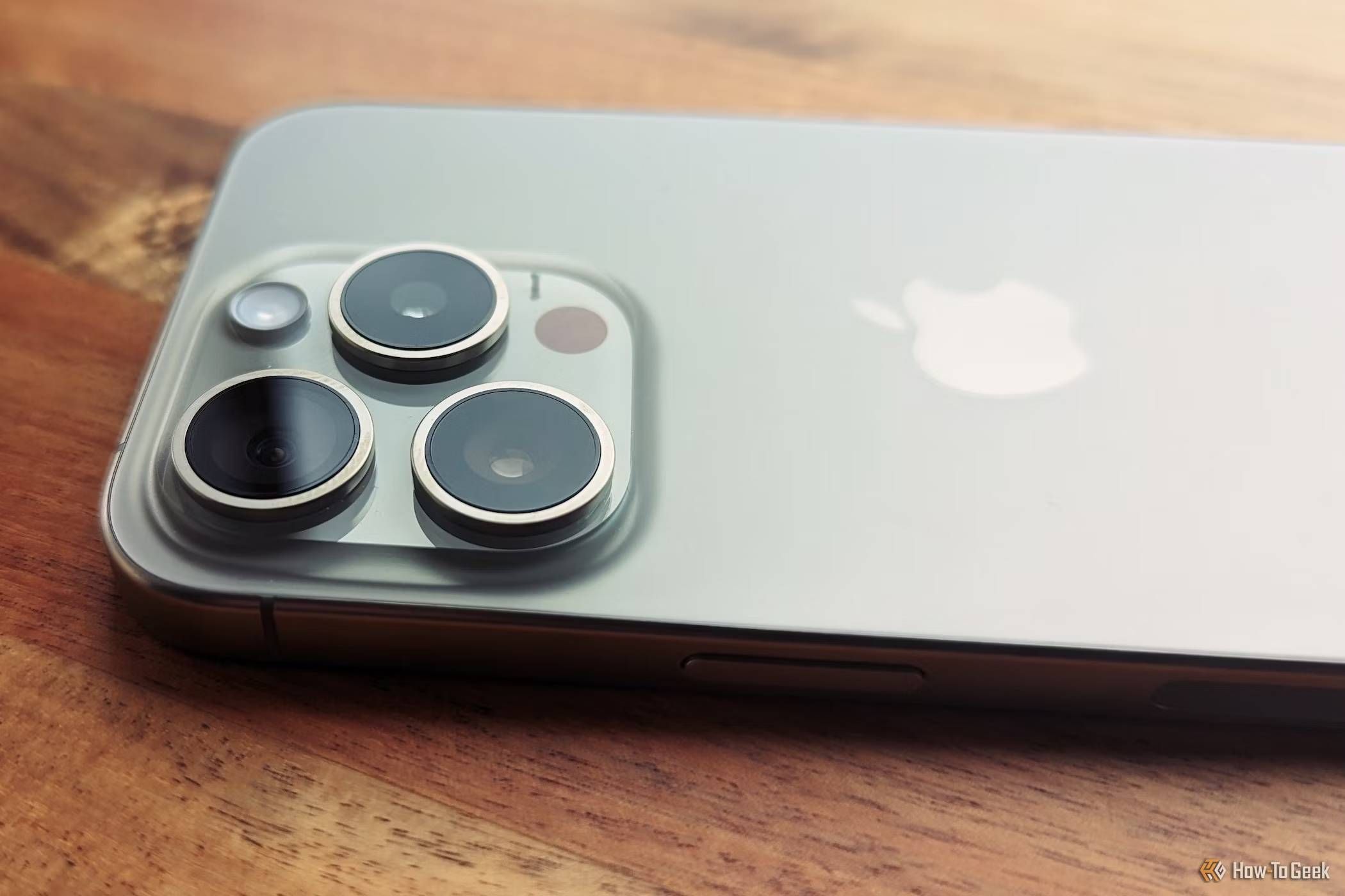 A close-up of the iPhone 15 Pro's camera block