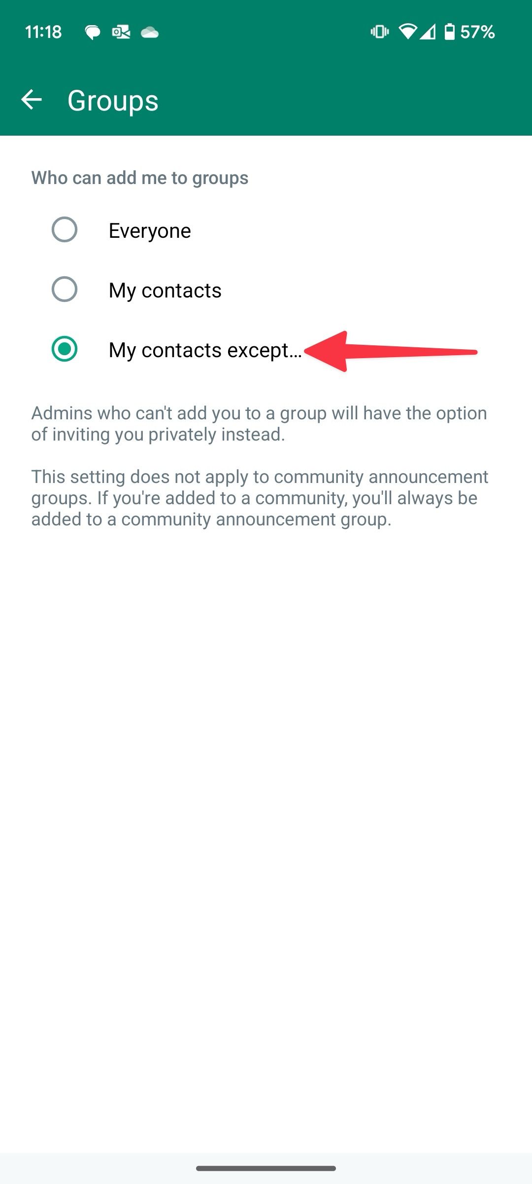 WhatsApp group privacy