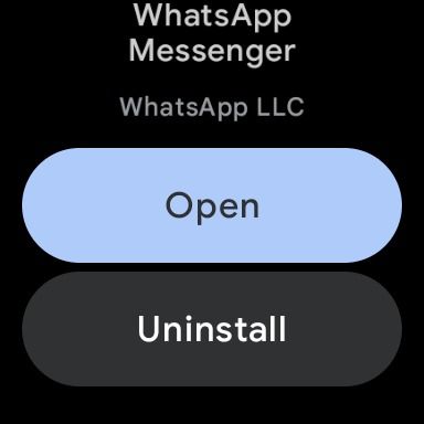 app info page for whatsapp on pixel watch