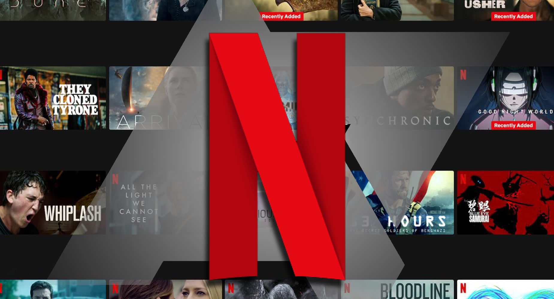 Netflix logo over the AP logo over a Netflix landing page
