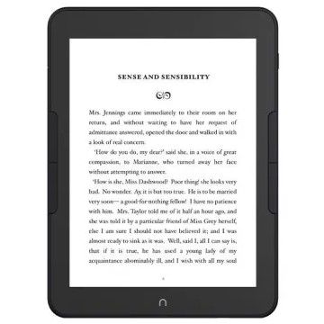 Nook Glowlight 4 Plus e-reader with example text set on a white background