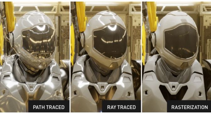 A comparison image of different visual effects