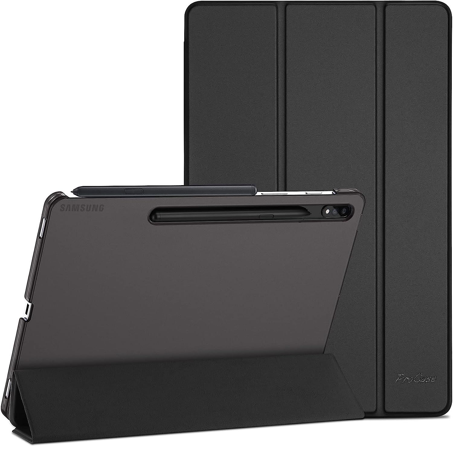 ProCase Cover for Galaxy Tab S8 shown from the rear in both portrait and landscape orientation