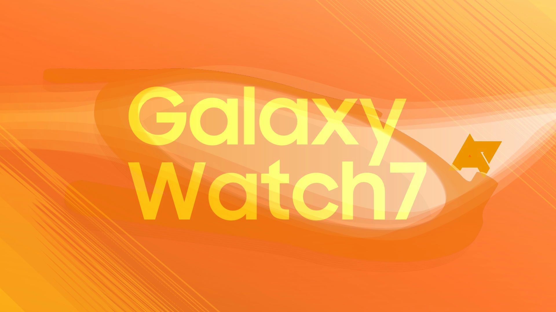 An orange graphic of a smartwatch face, overlaid with text that reads Galaxy Watch 7