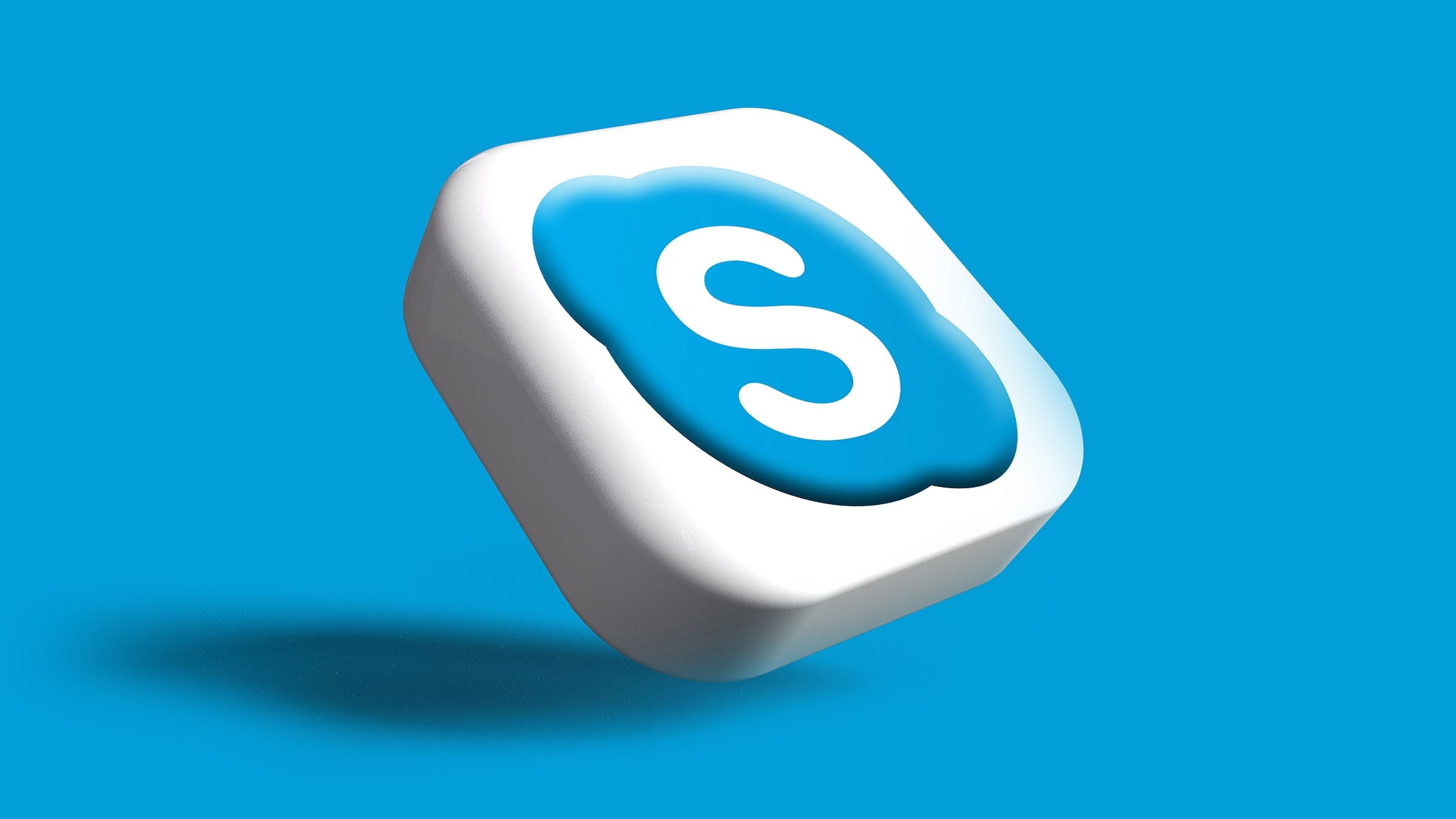 Skype 3d logo on blue background