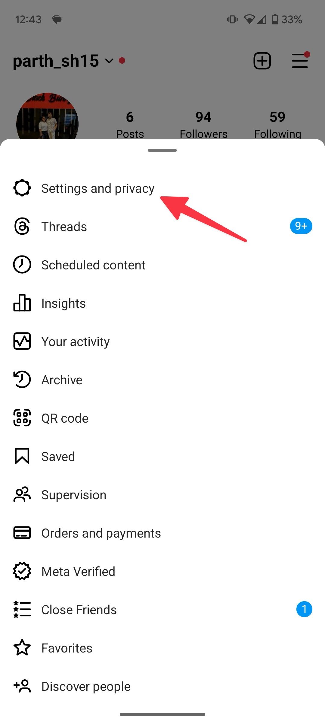 Instagram settings and privacy on Android