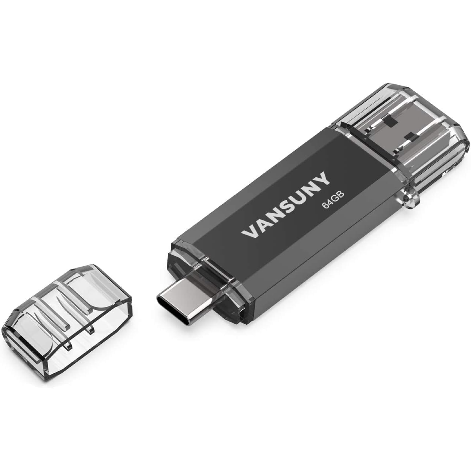 Vansuny 65 GB 2-in-1 Flashdrive USB-C abd USB 3.2, positioned at an angle