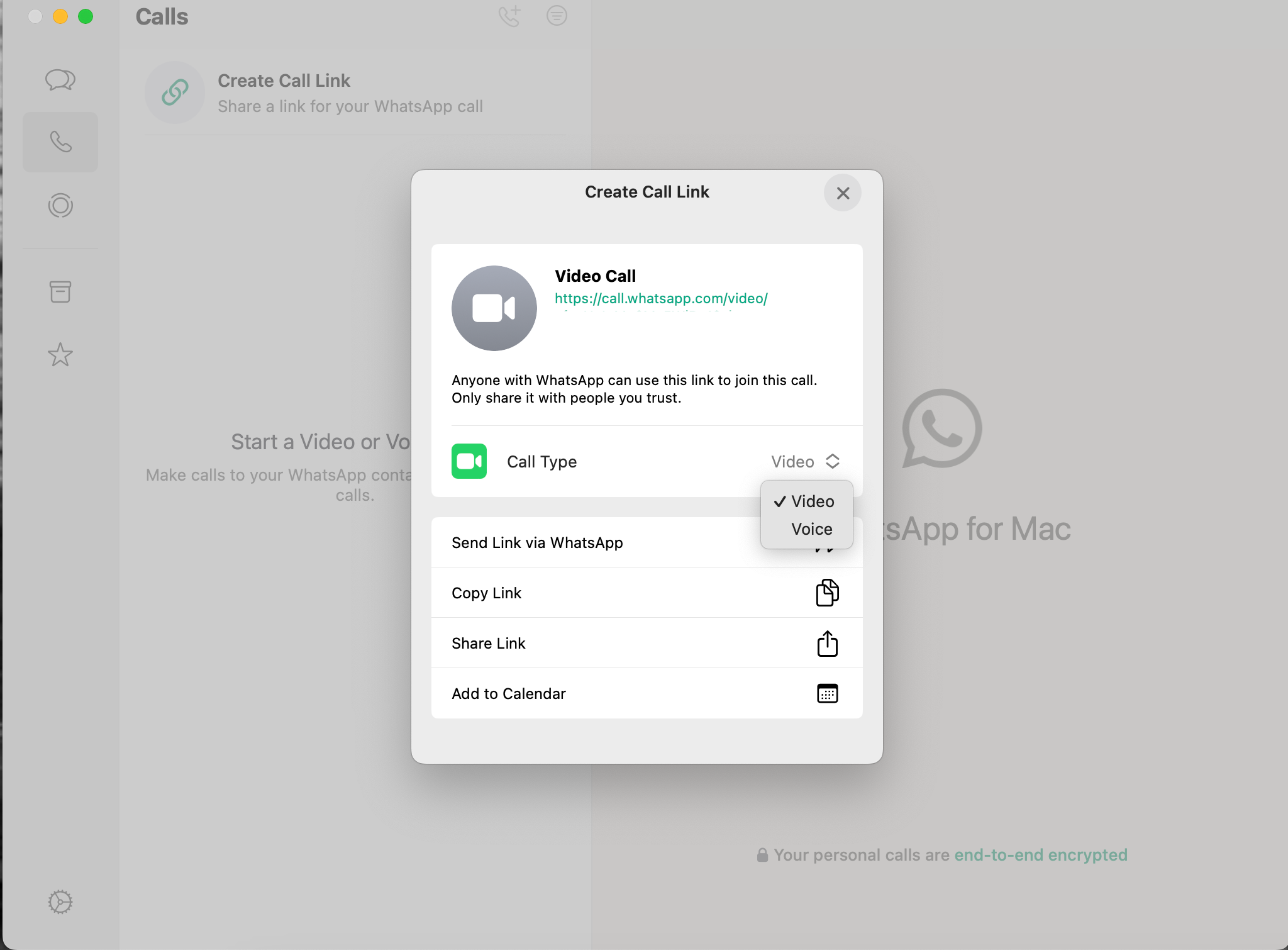 How to make and use WhatsApp call links