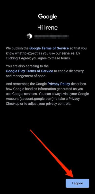 Agreeing to Google Terms of Service during Android sign in