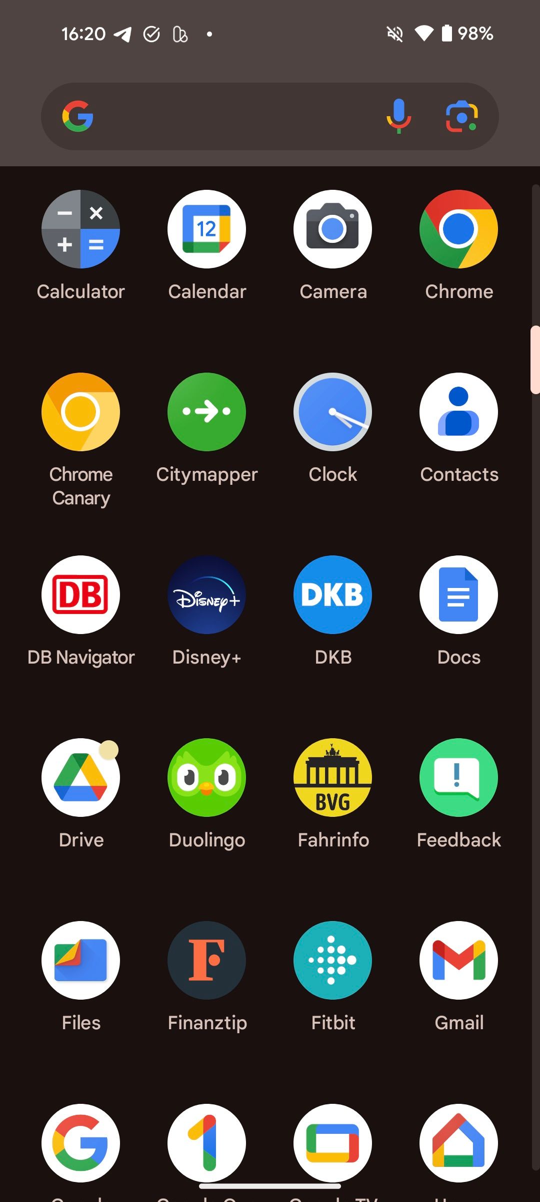 Screenshot of Android 14 QPR2 Beta 2's app drawer showing dual-line app names