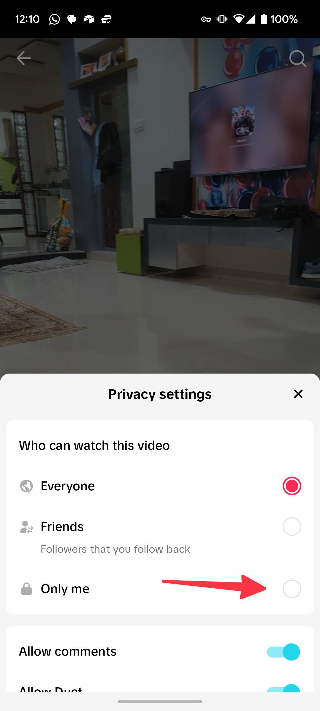 Change TikTok video privacy settings