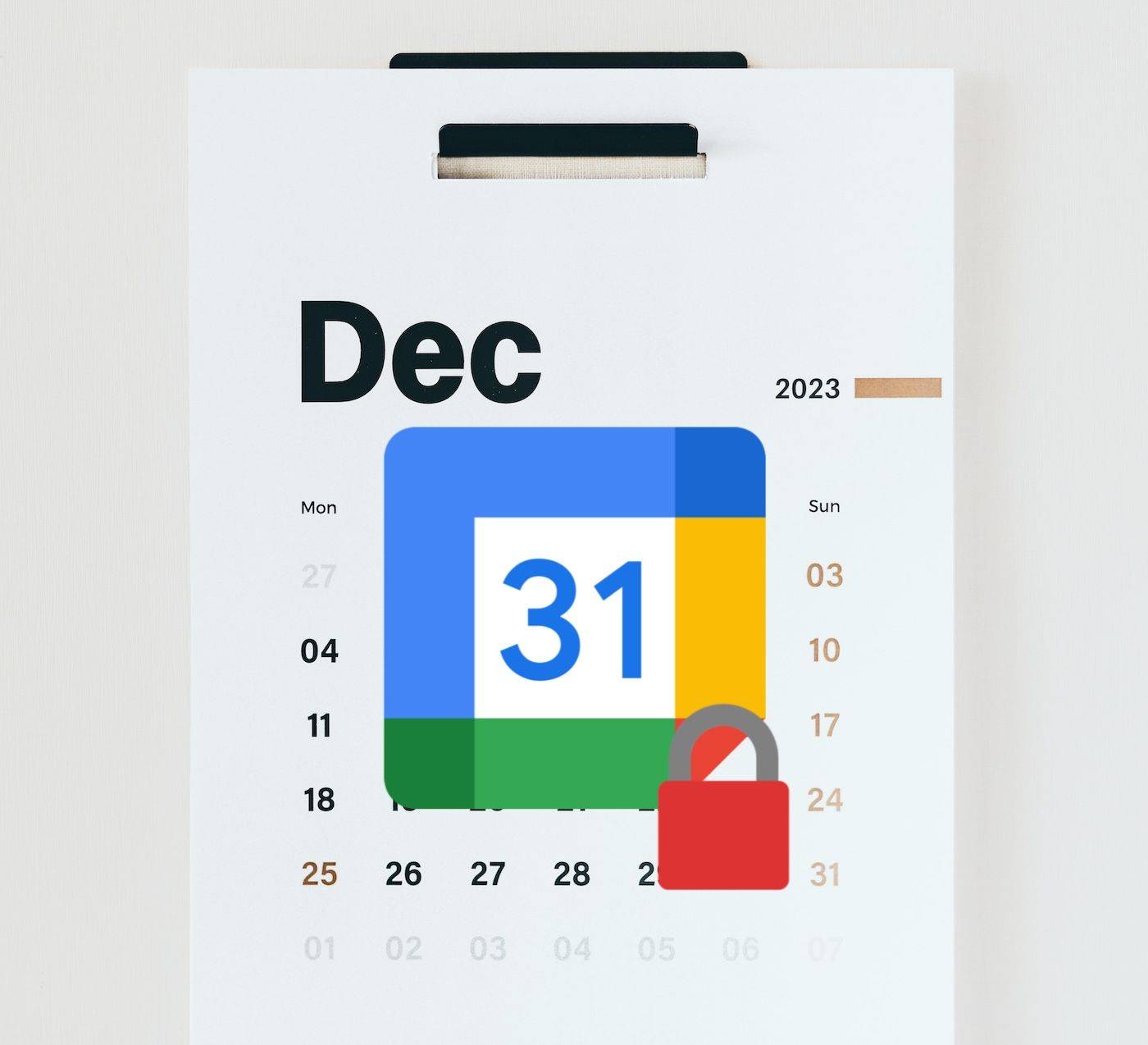 Google Calendar and padlock logo overlayed on planner hero image