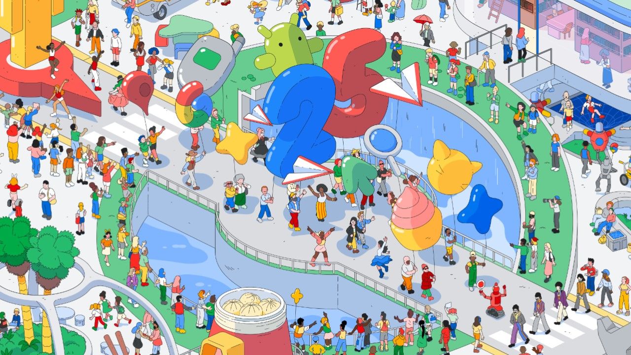immersive Google Doodle celebrating Google's 25th birthday