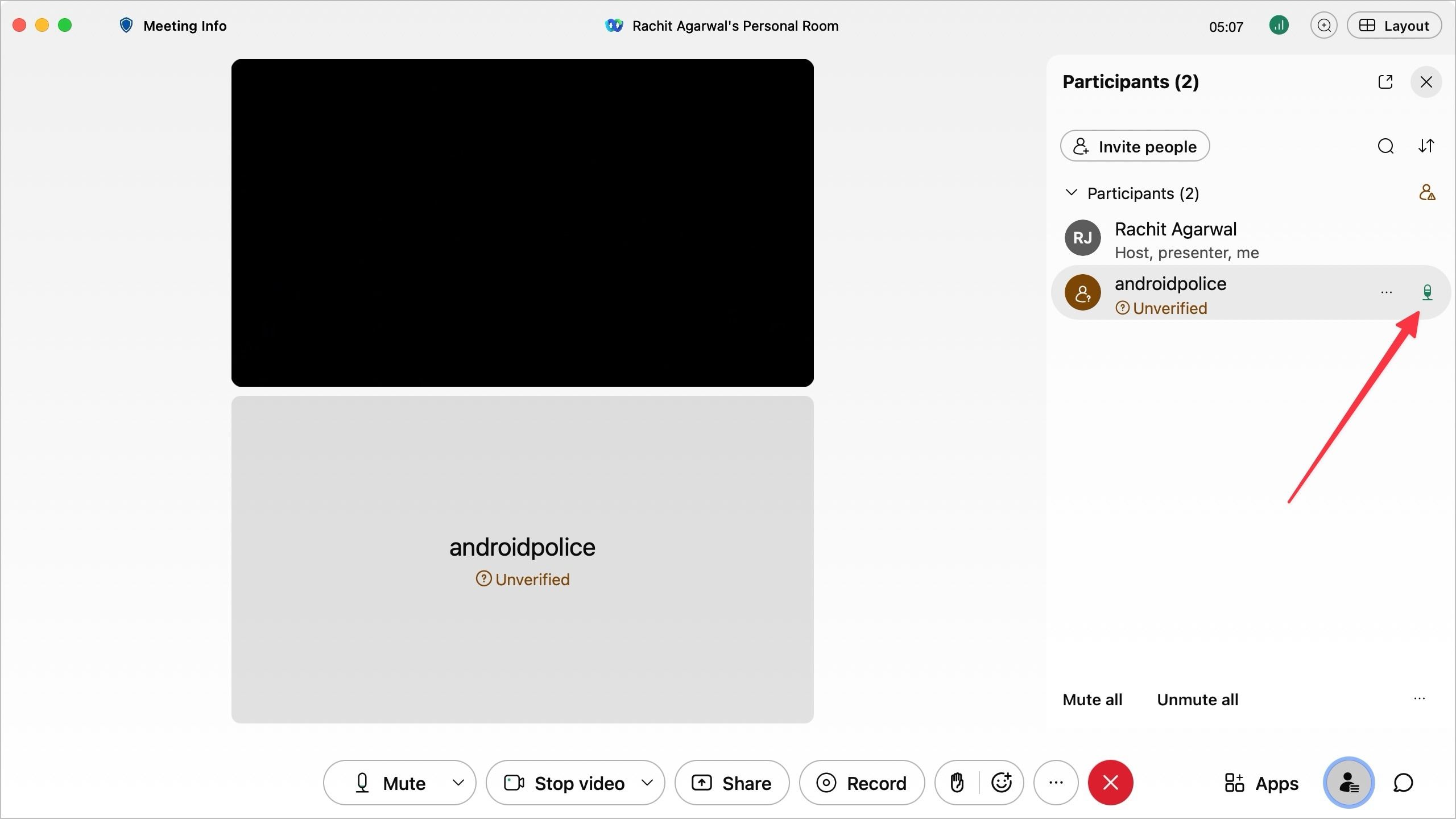 How to mute a ex participant