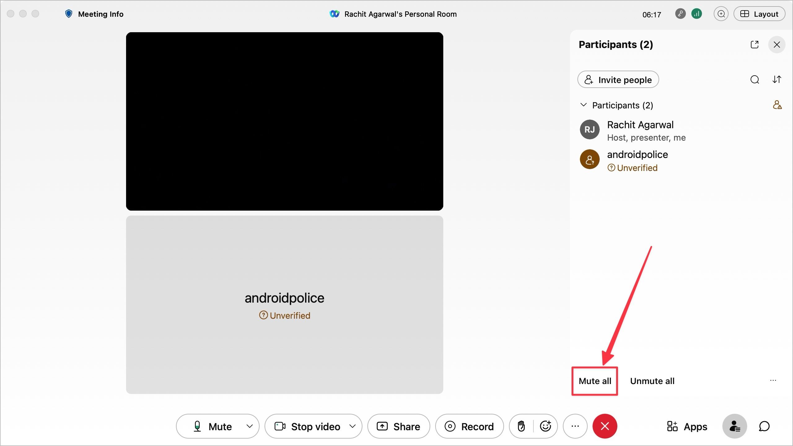 How to mute a ex participant