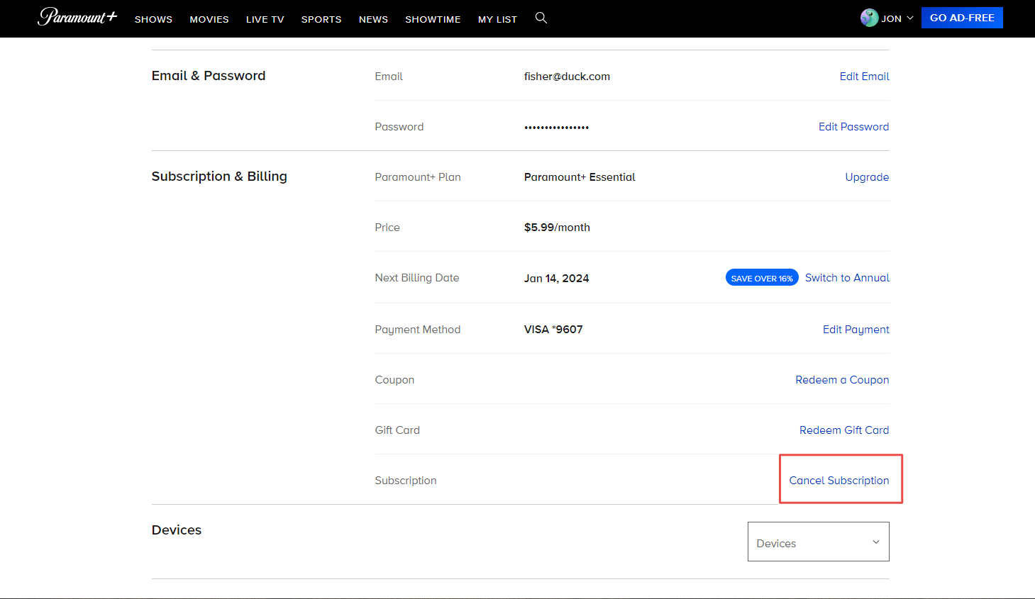 Paramount With Showtime How to cancel your subscription