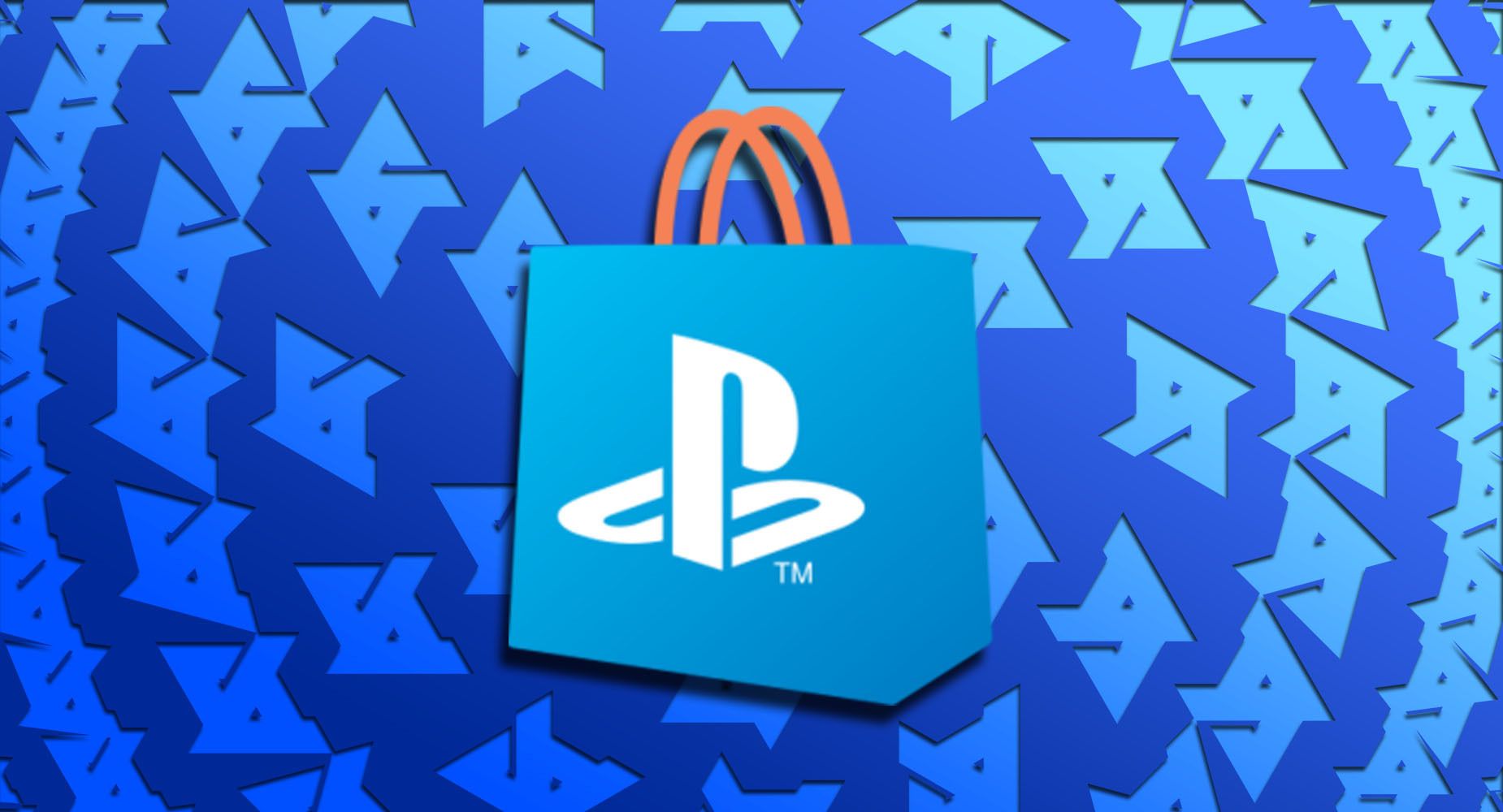 PlayStation logo on blue shopping bag with AP blue background