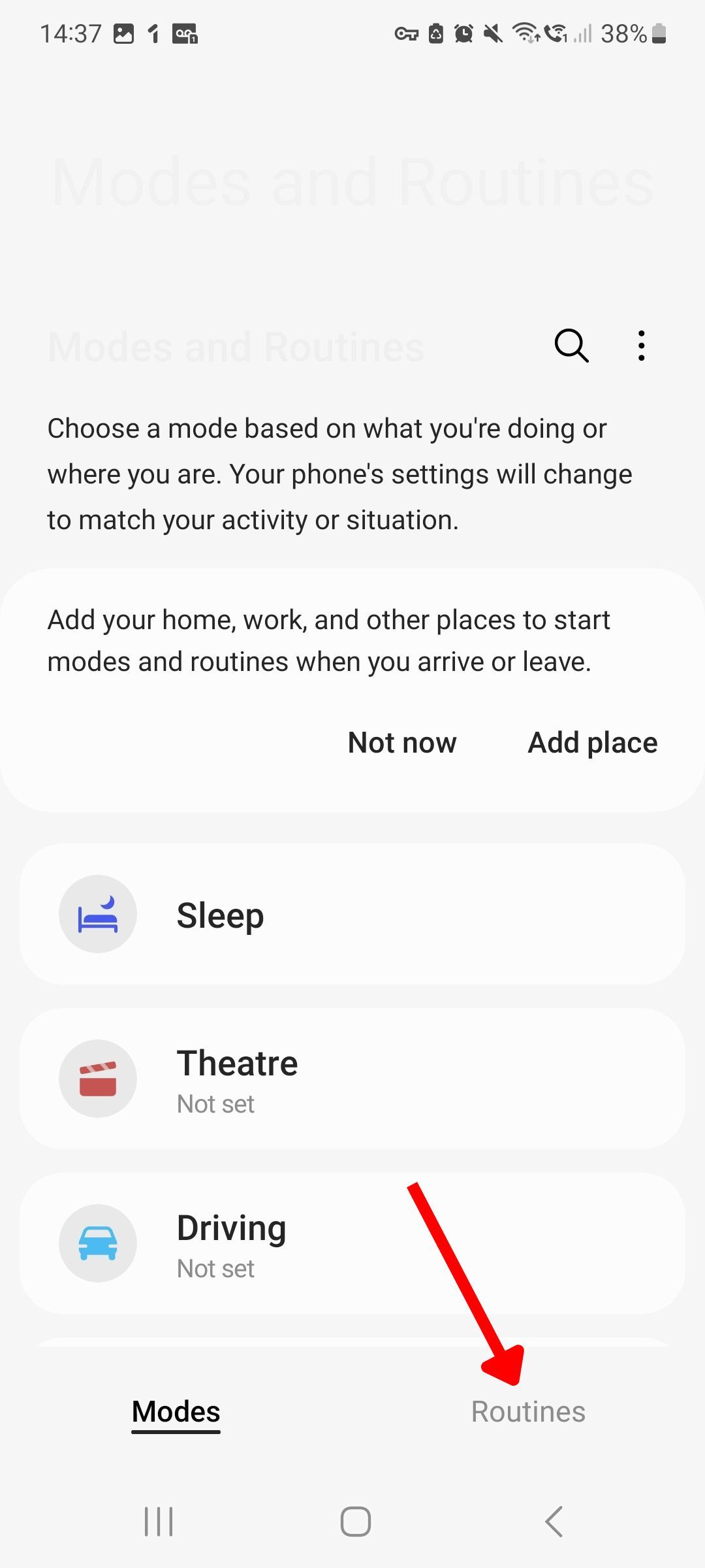 Select the Bixby Routines tab
