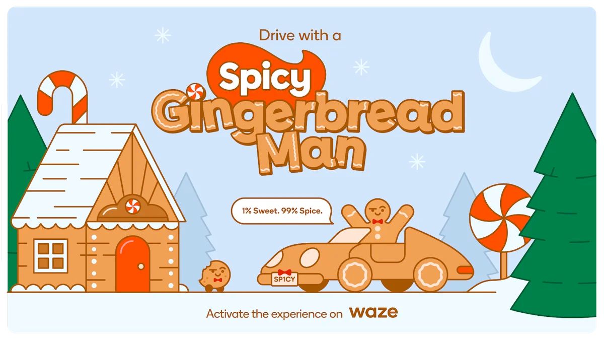 Gingerbread man cartoon for Waze app