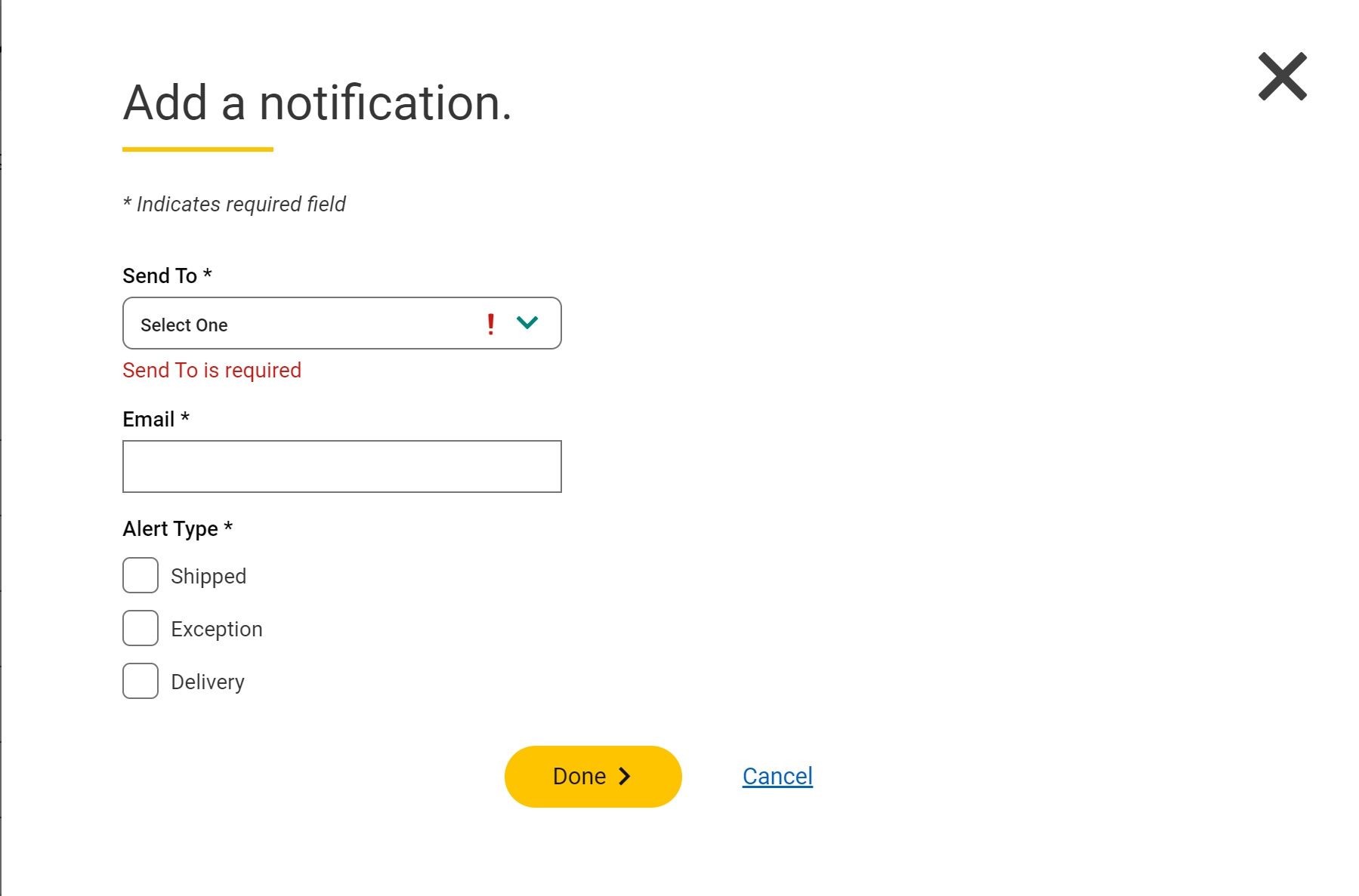 ups send email notifications