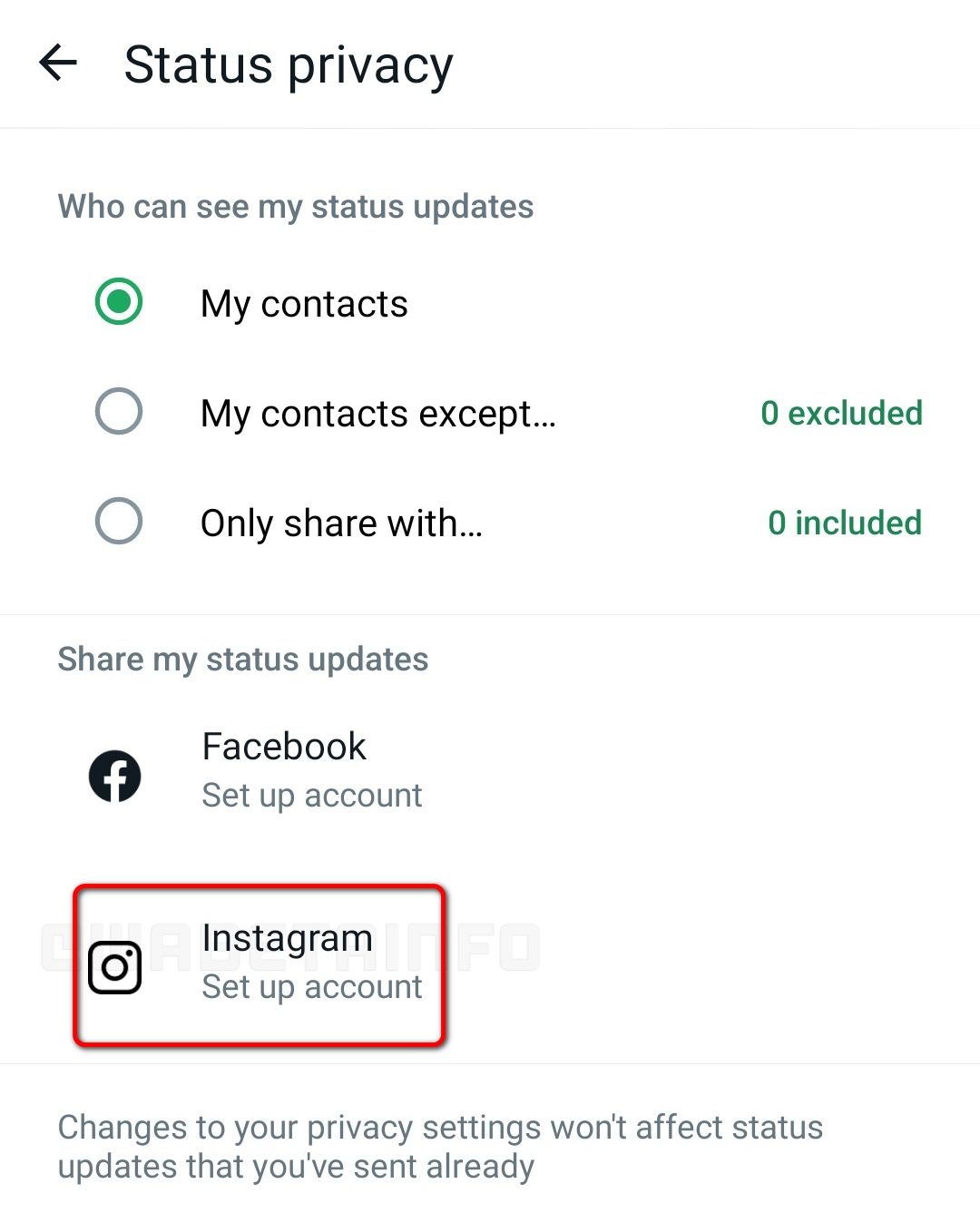 WhatsApp may soon allow sharing status updates to Instagram
