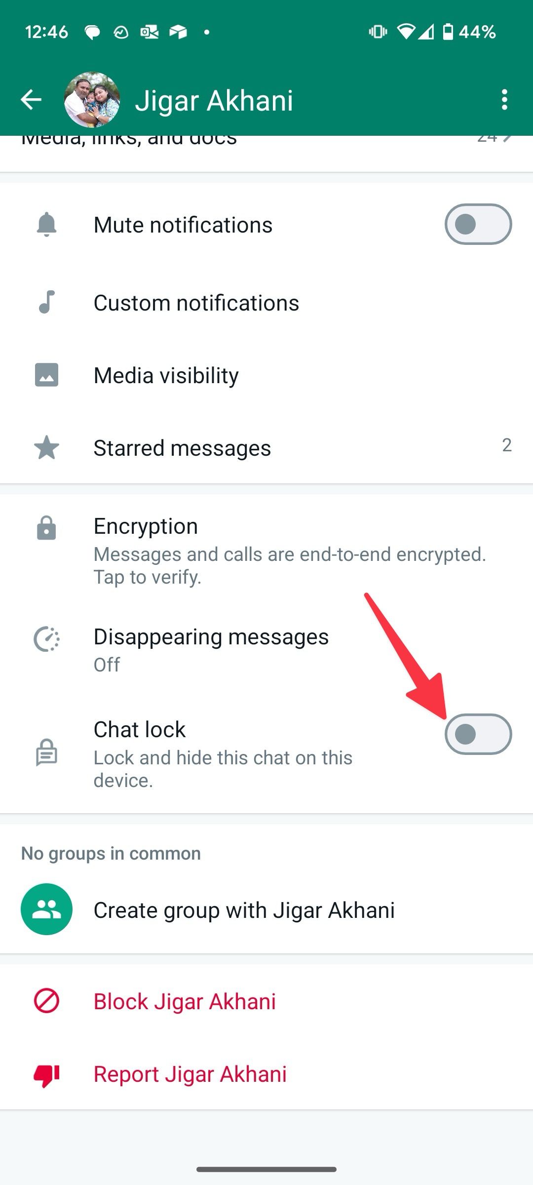enable chat lock on WhatsApp