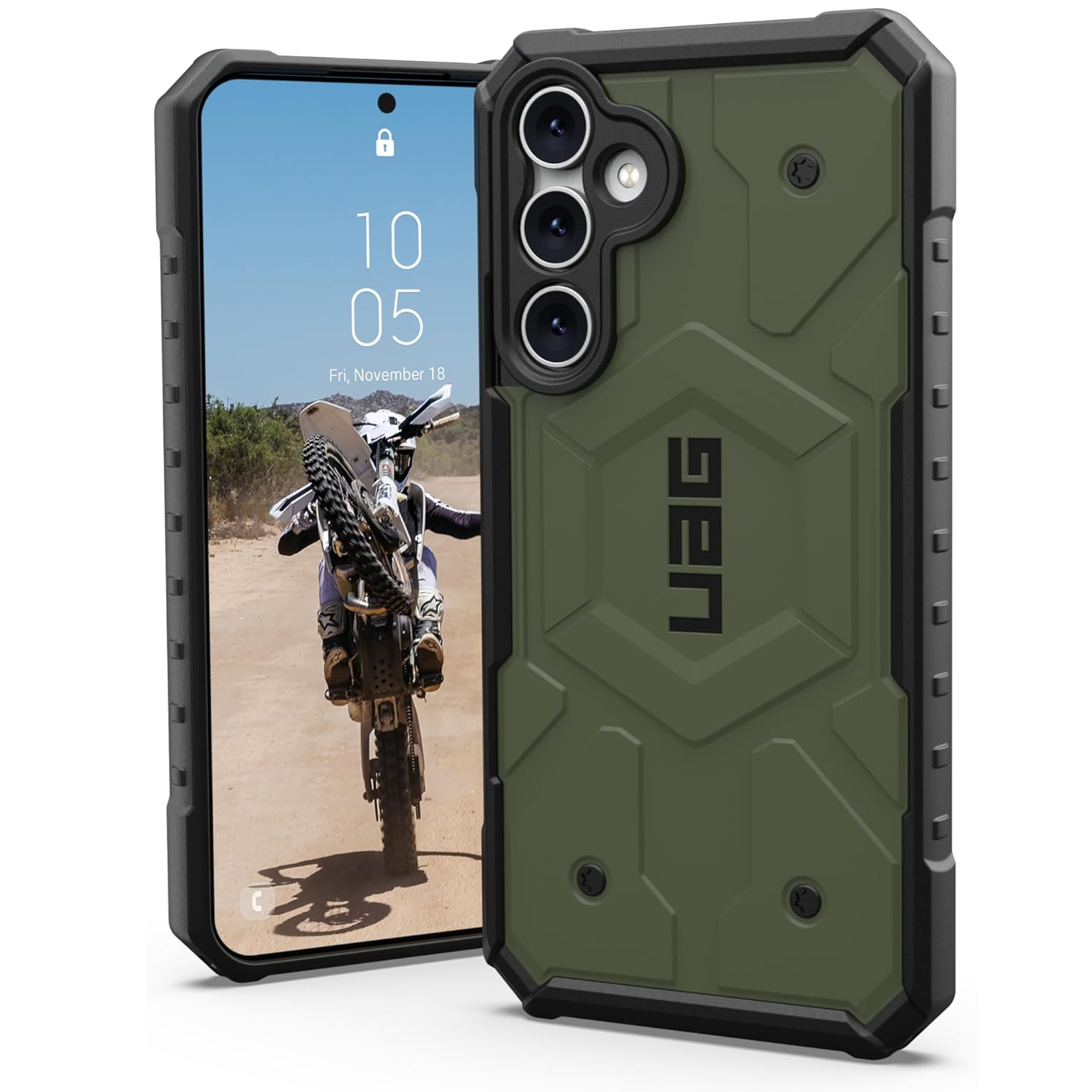 UAG Pathfinder Series for Galaxy S23 FE, front and rear views