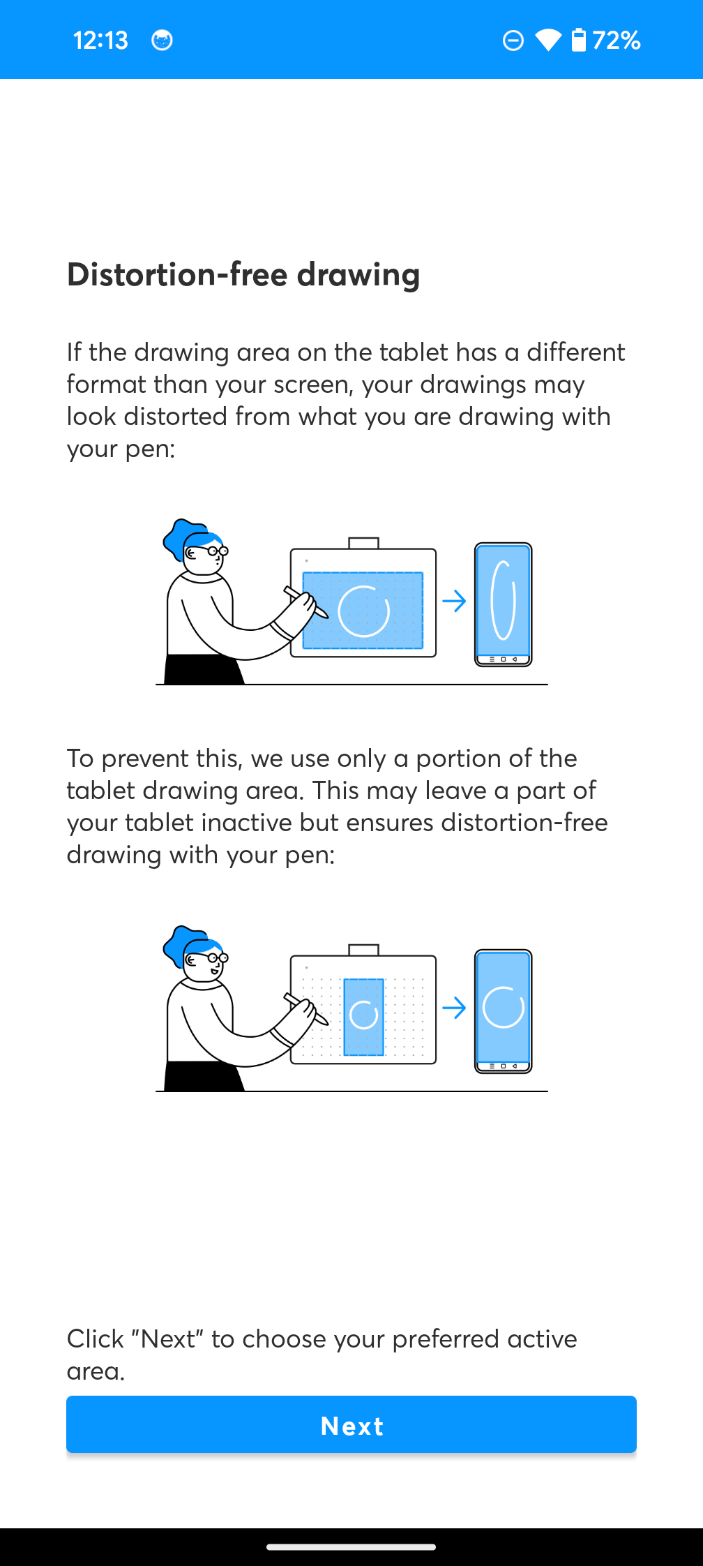 Wacom Center app with mapping instructions