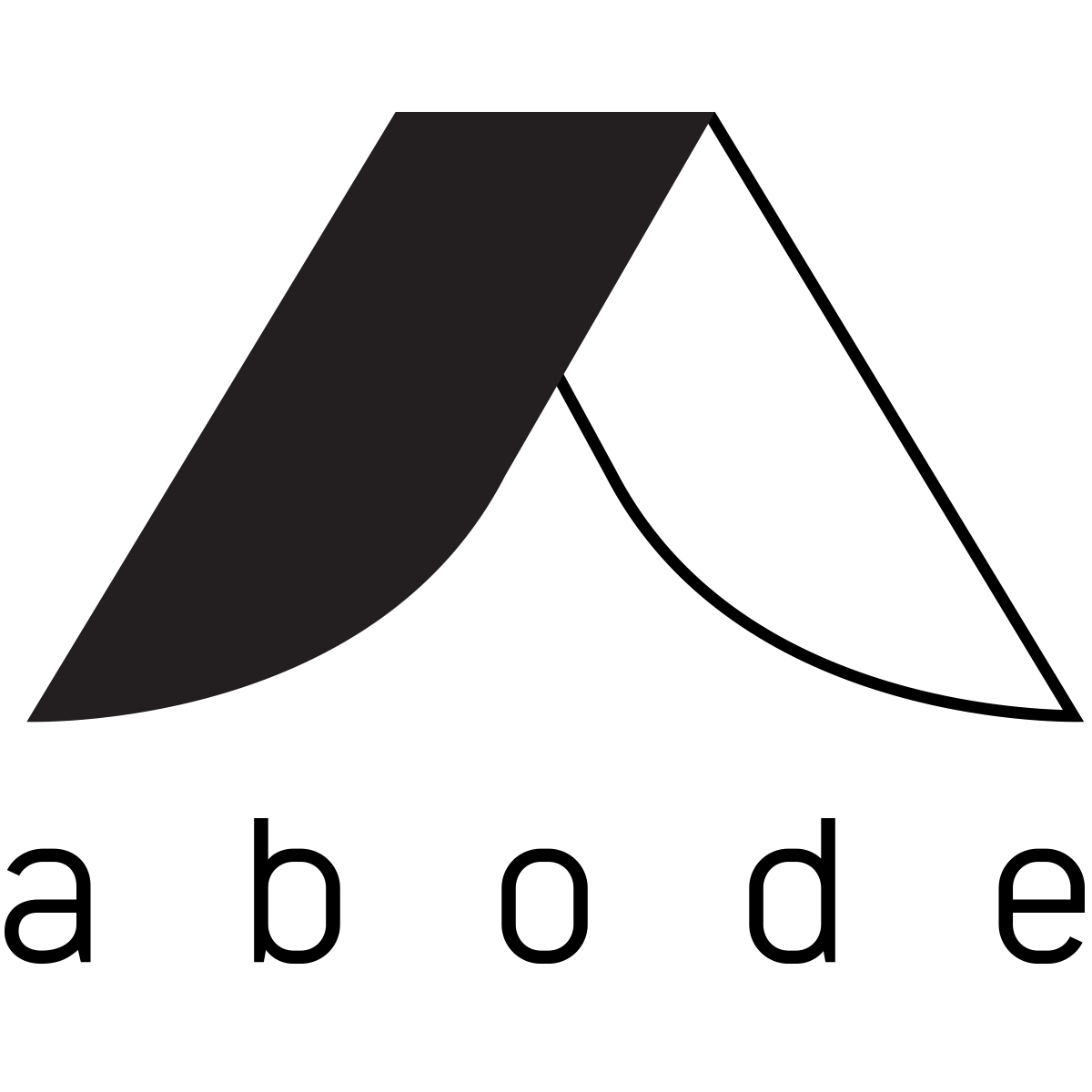 Abode logo, a black-and-white abstract shape