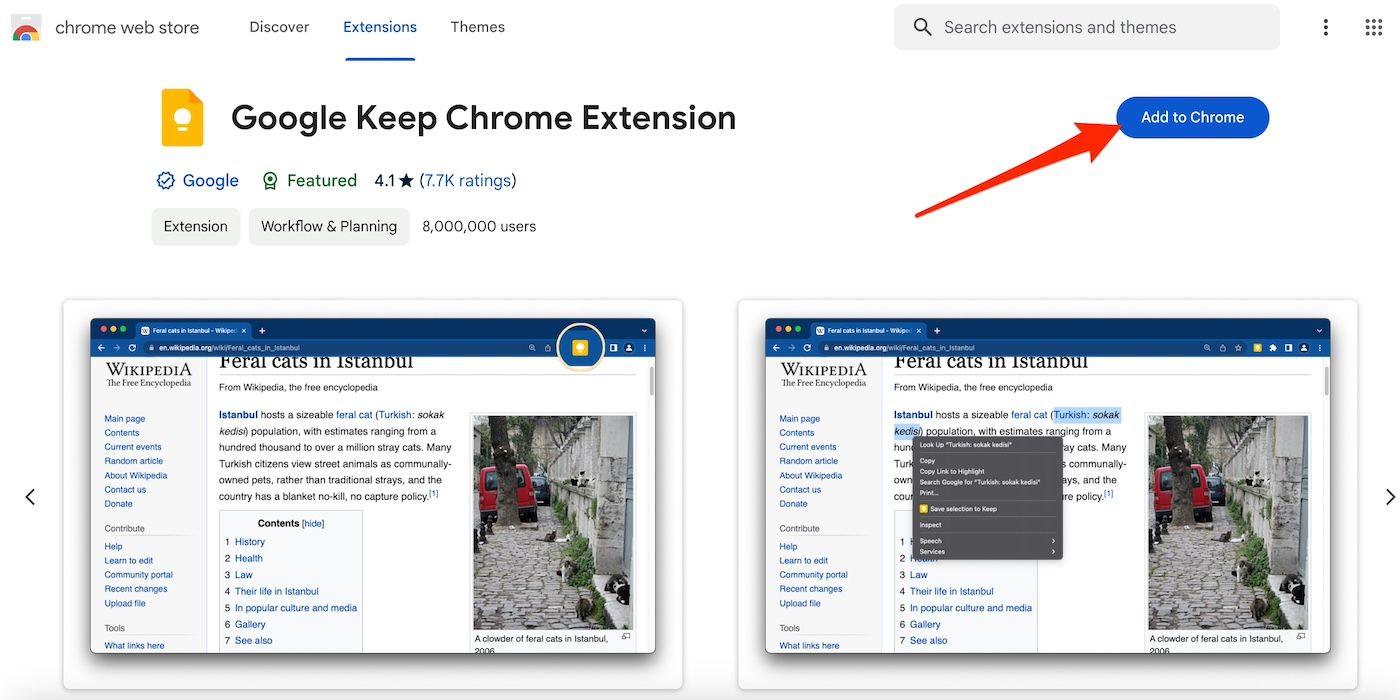 Adding Google Keep Chrome Extension to the browser
