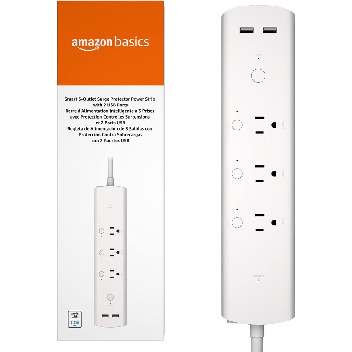 The Amazon Basics Smart Plug against a white background
