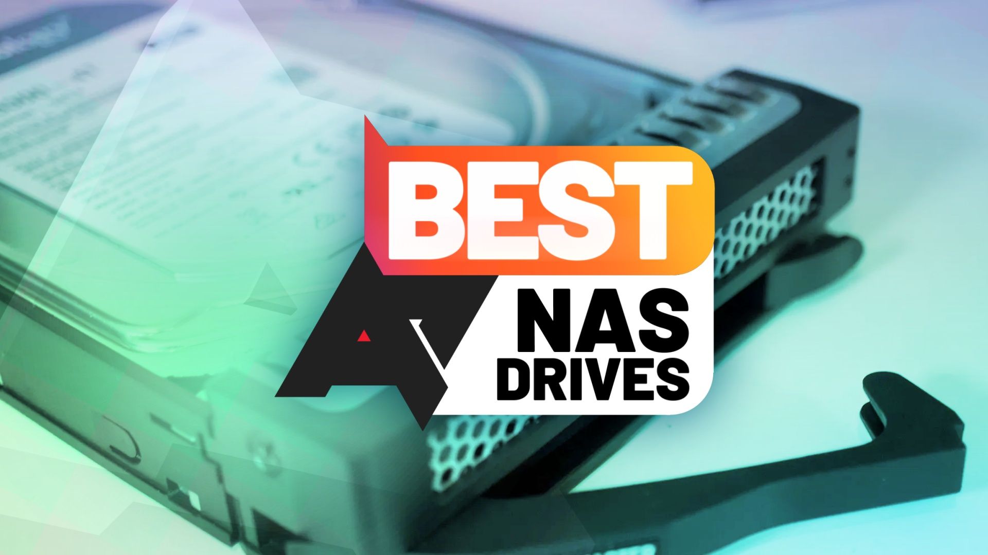 Image of a hard drive with a green tint and a 'Best NAS Drives' logo on top