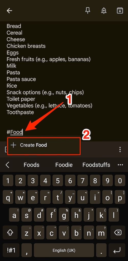 Creating a label in Google Keep note via mobile app