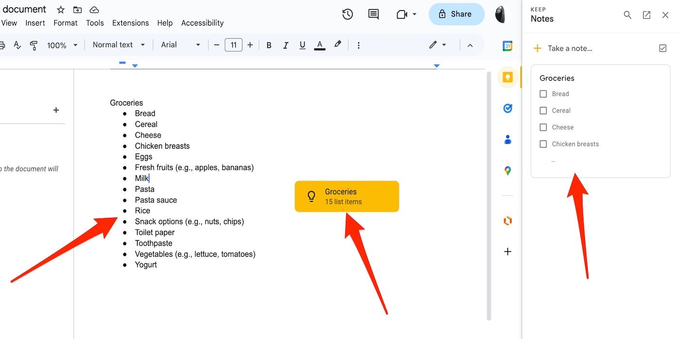 Show your Google Keep Notes in your Google Doc Sidebar