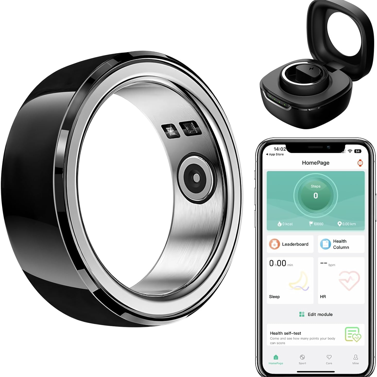 Fourmor Health Ring Smart Ring with charger and mobile app