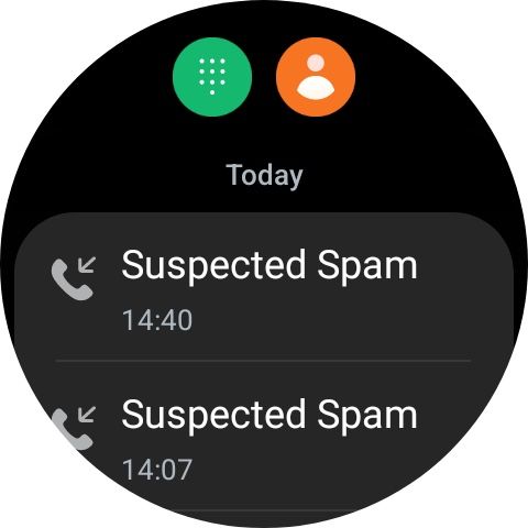 Screenshot of the Samsung Galaxy Watch6 call screen