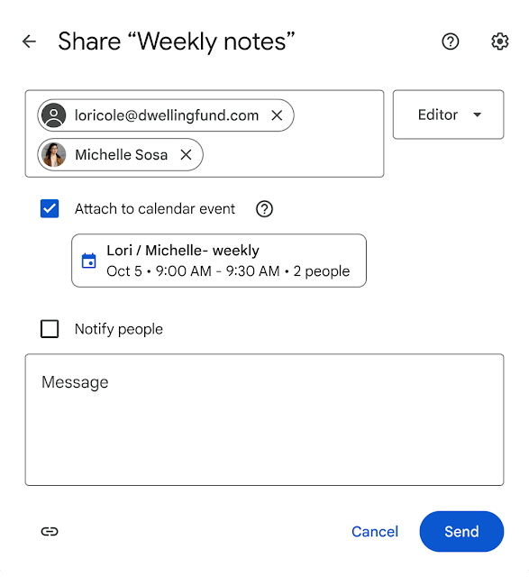 You can now send Drive files to meeting attendees calendars