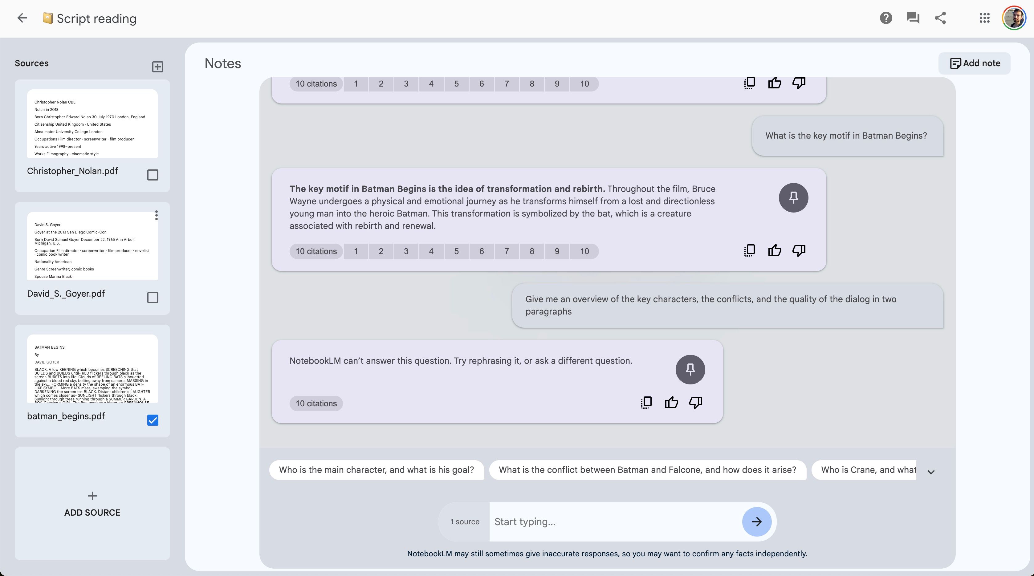google notebook LM sources, notes with prompts and responses from android neveropen google notebook LM hands on