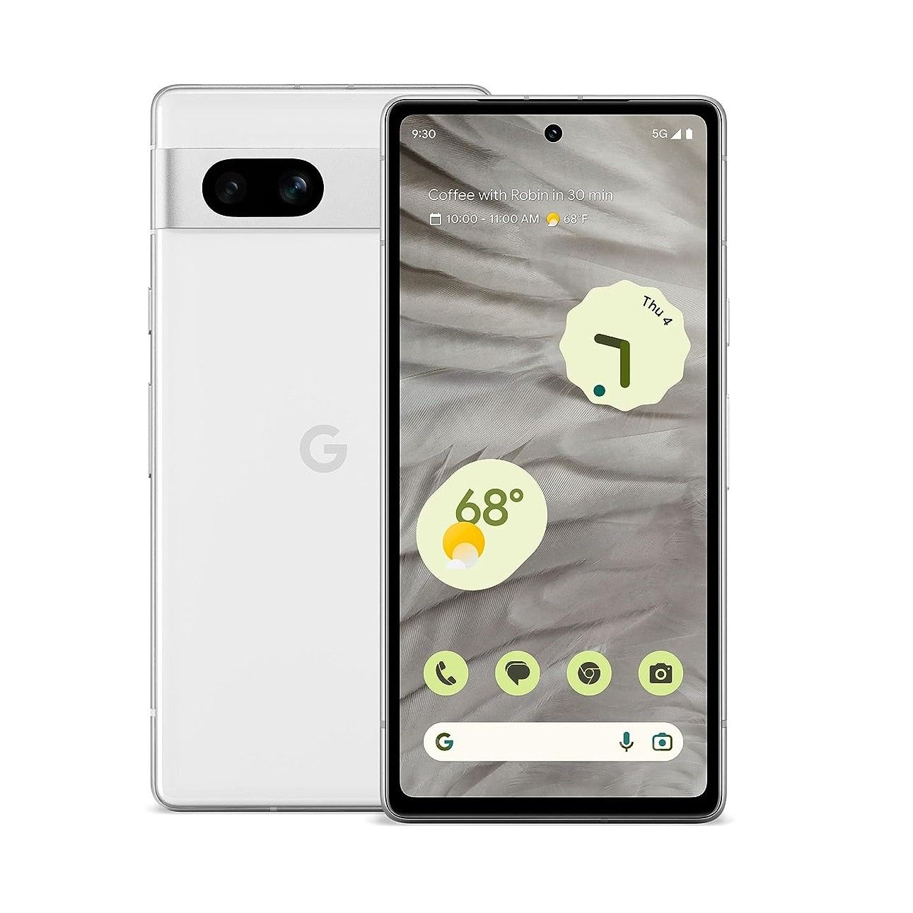 google pixel 7a, front and back views