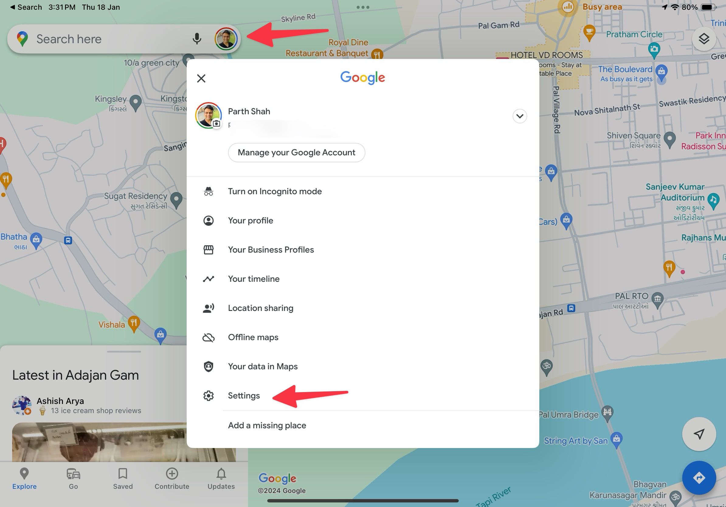 Google Maps How to delete your history