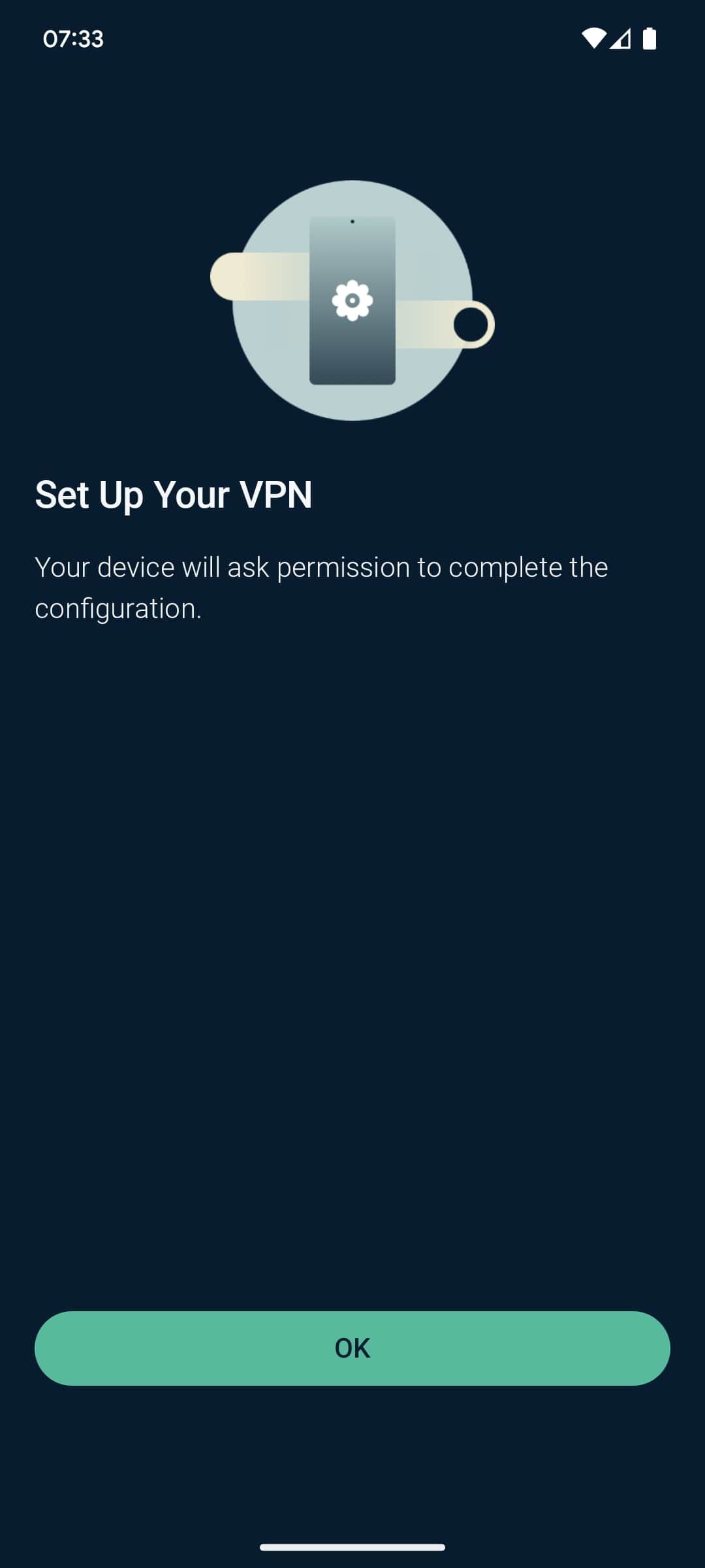 ExpressVPN initial setup screen