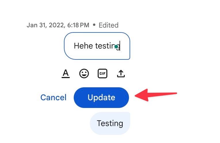 Update a message in Google Chat