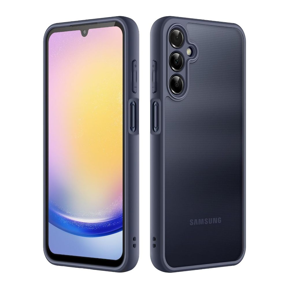 jetech matte case for galaxy a25, angled front and back views