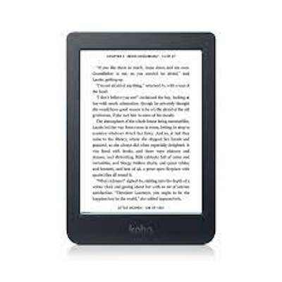 Kobo Nia with page of text on white background